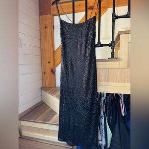 Leena For Mac Duggal Stretch Sequin Holiday Dress